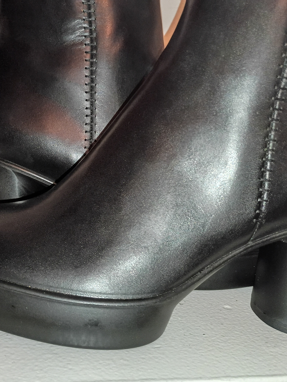Ecco Black Leather Ankle Booties with Block Heel